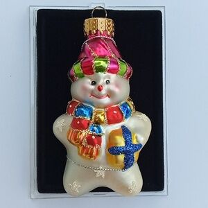 Vintage Snowman Glass Ornament